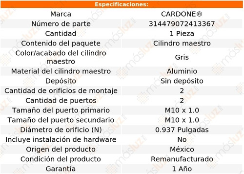 (1) Bomba De Frenos Mitsubishi Sigma 89/90 Cardone Reman Foto 4