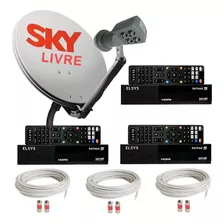 Sky Livre Nova Parabólica Com 03 Pontos De Tv Em Full Hd