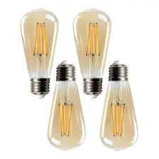 4 Lâmpada Led Thomas Edison 4w St64 E27 Ambar Cor Da Luz Branco-quente 110v/220v