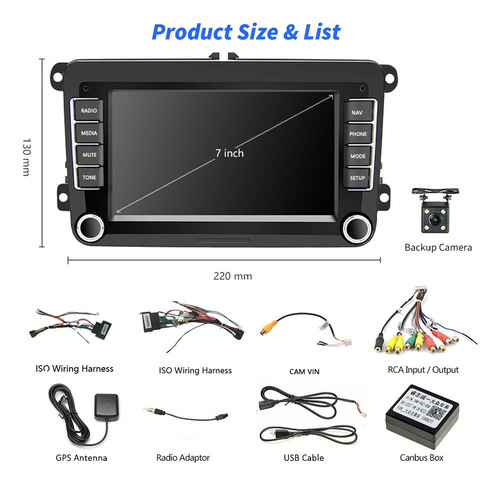 2din 7 Pulgadas Android 10.0 Radio Estreo De Coche Para Vw Foto 6