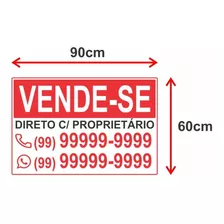 Adesivo Placa Vende-se / Aluga-se Personalizável - 90x60cm