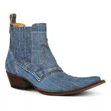 Bota Cano Curto Masculina Country Jeans Bico Fino Silverado 