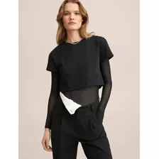 El Baúl De Anna Blusa Camiseta Siena Negra Mango