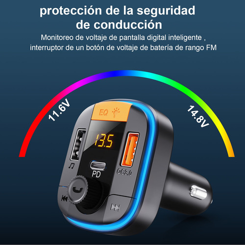 Transmisor Fm Bluetooth Inalmbrico Reproductor Mp3 Coche Foto 3