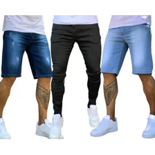 Kit 2 Bermudas E 1 Calça Masculinas Jeans Coleção Nova