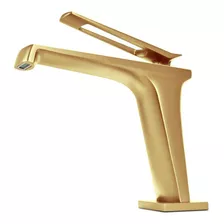 Torneira Pia Banheiro Golden Escovado 18cm Cobre Misturador Acabamento Escovada Cor Dourado