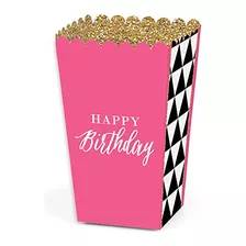 Elegante Feliz Cumpleaños - Rosa, Negro Y Oro - Fiesta De Cu