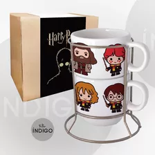 Mugs Harry Potter Cerámica Apilables X2 Empaque Artesanal