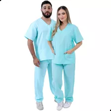 Pijama Cirúrgico Oxford Masculino Premium Bordado Gratis