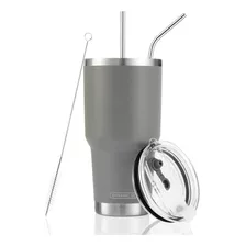 Vaso Termico De Acero Inoxidable De 30 Oz Con Tapa-gris