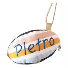 Pelota Bebe Tipo Rugby Personalizada Con Nombre Y Sonajero