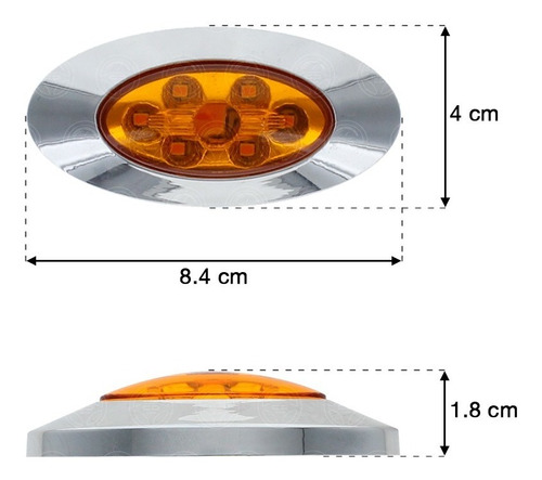 10 Plafon Ovalado Mini 7 Led Bisel Cromado Fija Estrobo F1 Foto 10