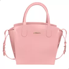 Bolsa Grande Design Liso Petite Jolie Rosa Antigo Duas Alça