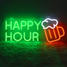 Letrero Led De Neón Happy Hour Beer Con Alimentación Usb Par