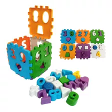 Brinquedo Pedagógico Cubo Colorido Didático 14cm + 18 Peças