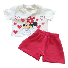 Conjunto Blusa + Short Estampado Moda Infantil Manga Cropped