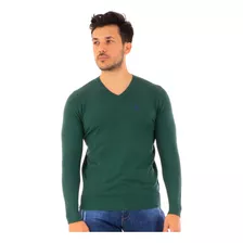 Suéter Verde Escuro Gola V Premium Masculina
