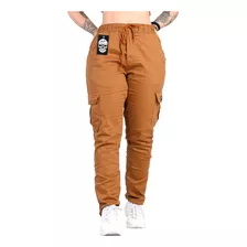 Calça Cargo Jogger Feminina Bolso Lateral Marca Top Street