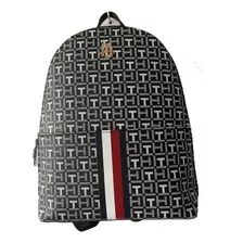 Mochila Back Pack Tommy Hilfiger 69j8925-002 Color Negra Diseño De La Tela Logo Logo Tommy Hilfiger