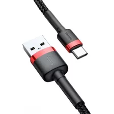 Cable Tipo C Reforzado Carga Rápida Uso Rudo 2 Metros Color Negro