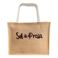 Bolsa De Praia Juta Feminina Sol E Praia Chaveiro De Pompom