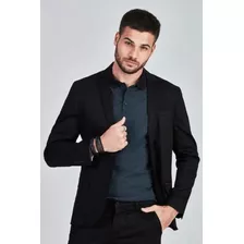 Blazer Slim Sarja Liso Docthos | Preto