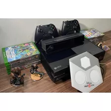 Xbox One + Kinect + 2 Controles Com Bateria + 12 Jogos + Disney Infinity (em Perfeito Funcionamento)