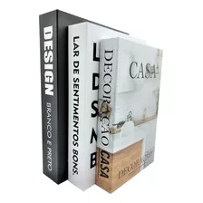 Conjunto Livro Caixa Decorativa Fake Design Branco E Preto Cor Color Diversos