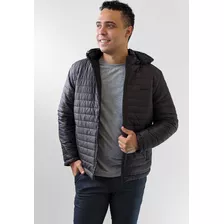 Jaqueta Pierre Cardin Puffer Dupla Face Cinza Escuro