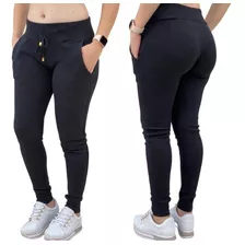 Kit 2 Calça Ribana Fitness Atacado Moletom Moda Feminina