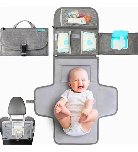 Trocador Bebê Portátil C/ Bolsos E Porta Fralda Dobrável