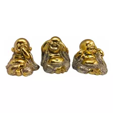 Trio Estátua Buda Monges Sábios Cego Surdo E Mudo