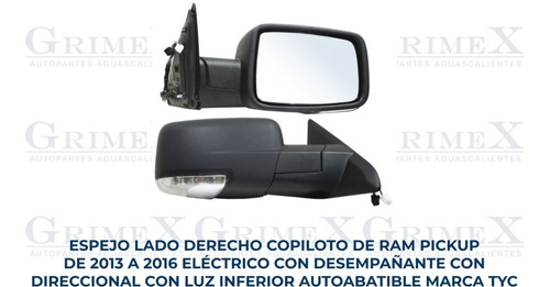 Espejo Ram Pu 2013-2014-2015-2016 Electrico Autoabatible Ore Foto 10
