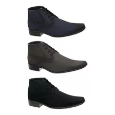 Bota Masculina Social De Couro Kit Com 3 Pares Botina Social