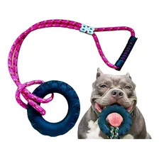 Puxador Cabo De Guerra Com Pneu Forte Para Cachorro Grande Cor Rosa - Pneu 15 Cm