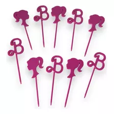 Cartel Topper Barbie Adorno Pincho Cupcake Muffin Pack X10u