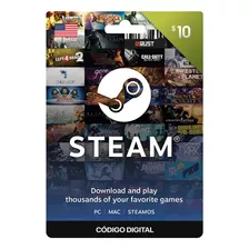 Gift Card 10 $ Steam (código Digital)