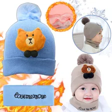 Combo Gorro + Cuello Lana Invierno Corderito Niños Infantil