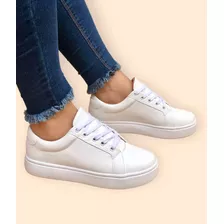 Tenis Feminino Star Casual Sapatenis Branco Leve Confortável