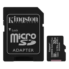 Cartão De Memória Microsd 32gb + Adaptador Canvas Kingston