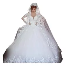 Vestido De Noiva Princesa Renda Míriam C / Véu Curto Brinde