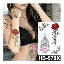 Tatuagem Fake Feminina 4 Rosas - Removível 