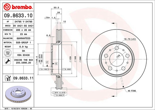 Discos Delanteros Ventilados Volvo V70 2.4t 01-03 Brembo Foto 2