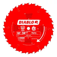 Disco De Sierra 10' Diablo 24 Dientes Eje 16 Mm/ Uso General Color Rojo