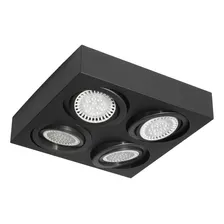 Plafon Apto Led Techo Para 4 Luces Ar111 Ferrolux Gu10 Color Negro