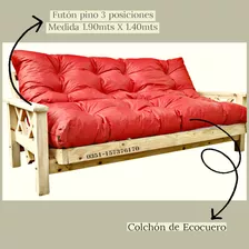 Futon Cama De Pino 3 Cuerpos Con Colchon (varios Colores)