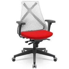Cadeira Bix Plaxmetal Tela Branca Aero Vermelho Campinas Sp
