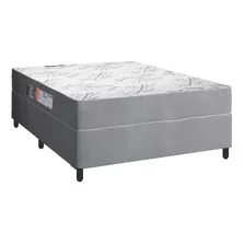 Cama Box Casal Colchão Espuma Egito 138x57cm Cinza Branco Cor Cinza/branco