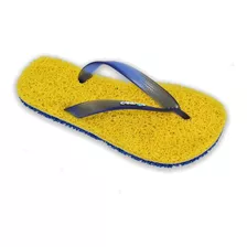 Chinelo Massageador Cleanup Masculino Amarelo E Azul Pt305