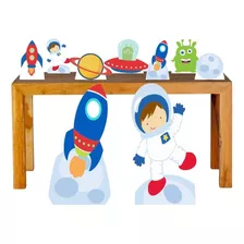 Kit Festa Infantil Astronauta Totem Display Mdf 8 Peças